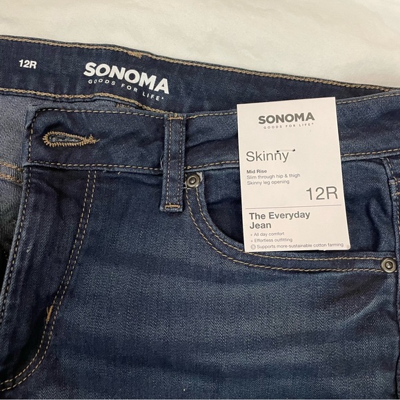 NEW- W/Tags Sonoma Mid Rise Skinny Jeans Sz 12R Dark Wash Stretch Denim - Picture 4 of 5